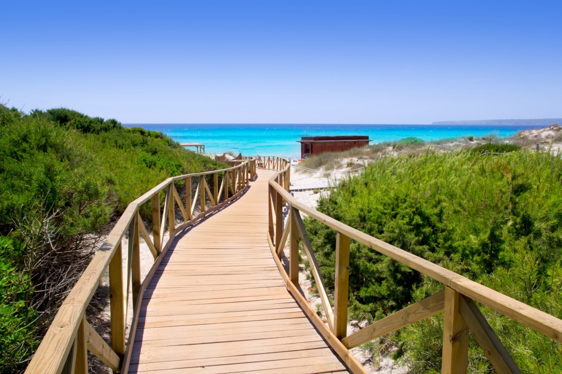 'Formentera migjorn Els Arenals beach walkway of wood in Spain' - Formentera