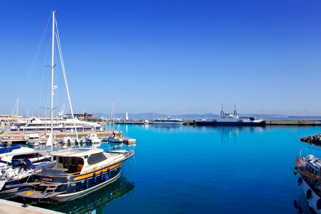 'Balearic formentera island port with boats in Marina of La Savina' - Formentera